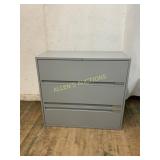 Gray Metal 3-Drawer Lateral File Cabinet