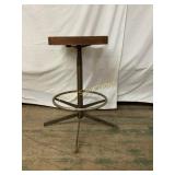 Industrial Metal and Wood Swivel Stool