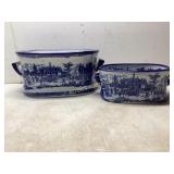 Blue and White Ceramic Foot Wash Pots