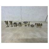 14 Pewter Items, Cups and Accessories
