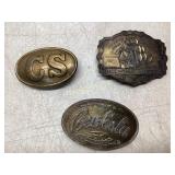Three Vintage Metal Belt Buckles