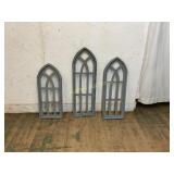 Three Gothic-Style Wood Window Frames