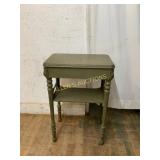 Painted Wood Side Table with Lower Shelf