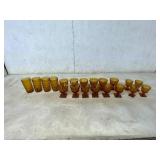 Amber Glassware with Pedestal Bases