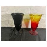 Pressed Glass Vases with Floral Design