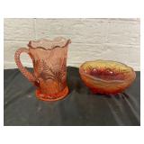 Amberina Glass Pitcher and Bowl Set