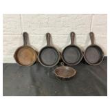 5 Cast Iron Mini Skillets