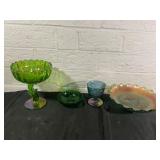 Colored Carnival Glass Dishes