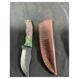 Damascus Knife with Leather Sheath