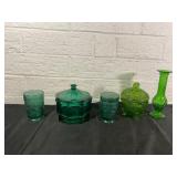 Green Pressed Glassware