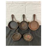 Five Miniature Cast Iron Skillets