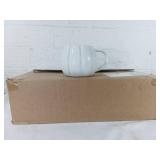 Six White Ceramic Pumpkin Mugs