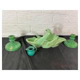 Green Ceramic Items, Including Hull Planter
