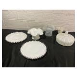 Fenton Milk Glass and Hobnail Ruffled Pieces
