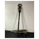 Carved Wooden Walking Stick with Animal Motif