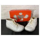 Simplex Flexies White Leather Infant Shoes with Bo