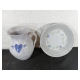 Ceramic Pottery Bowl and Pitcher Set