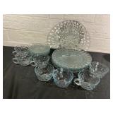 Glass Luncheon Sets with Cups and Plates