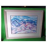 Framed and Matted Landscape Watercolor Artwork