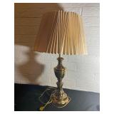 Brass Table Lamp with Pleated Fabric Shade