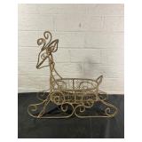 Wire Reindeer-Shaped Holiday Sleigh Decor