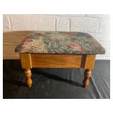 Wooden Footstool with Upholstered Lift-Top