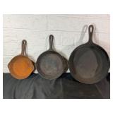 Three Cast Iron Skillets