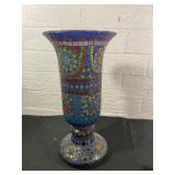 Mosaic Glass Vase with Multicolor Design