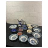 Ceramic Tableware Set with Blue and Red Patterns
