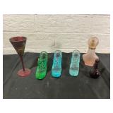 Glassware: Shoes, Perfume Bottles, and Goblet