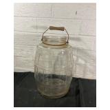 Glass Jar with Metal Handle and Wooden Grip
