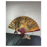 Decorative Fan, Table, and Glass Dish Set