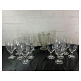 Glass Drinkware Set with Etched Pitcher