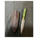 Fixed Blade Knife with Sheath and Patterned Handle