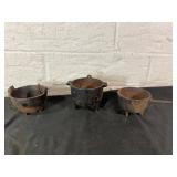 Three Cast-Iron Tripod Cauldrons
