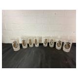 8 Frosted Glass Tumblers with Pineapple Motif