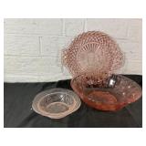 Pink Depression Glass Bowl and Plates Set