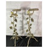 Metal Plant Stands with Bird and Grape Motifs