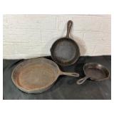 Three Cast Iron Skillets