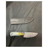 Damascus Steel Knife with Leather Sheath