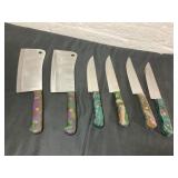 Six Chef Knives with Resin Handles