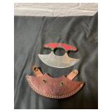 Damascus Ulu Knife with Custom Leather Sheath