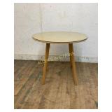 Round Glass-Top Table with Wooden Legs