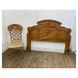 Wooden Full-Sized Headboard with Floral Detail