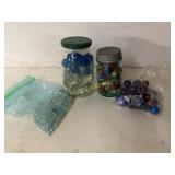 Glass Marbles in Jars and Bags