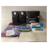 Stereo System with Speakers, Maps, and Accessories