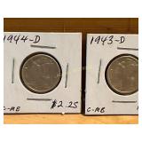1943-D and 1944-D Mercury Dimes, 90% Silver