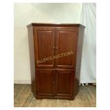 Mahogany-Finish Corner Media Cabinet