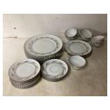 Porcelain Dinnerware Set with Leaf Motif