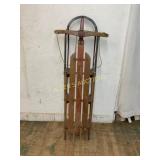 Wood and Metal Snow Sled with Rope Handle